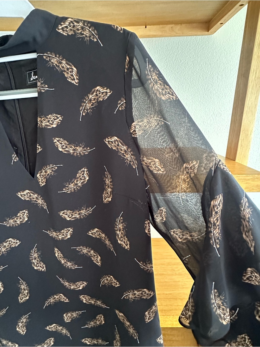 Sam Edelman Black feather print choker dress - size 8 - Picture 2 of 8
